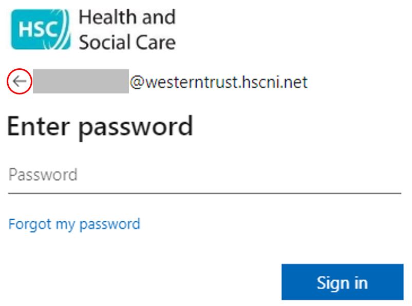 Click arrow to change account